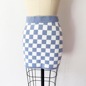Knit Checkered Mini Skirt Indie Skater Grunge‎ Lilac Hollister